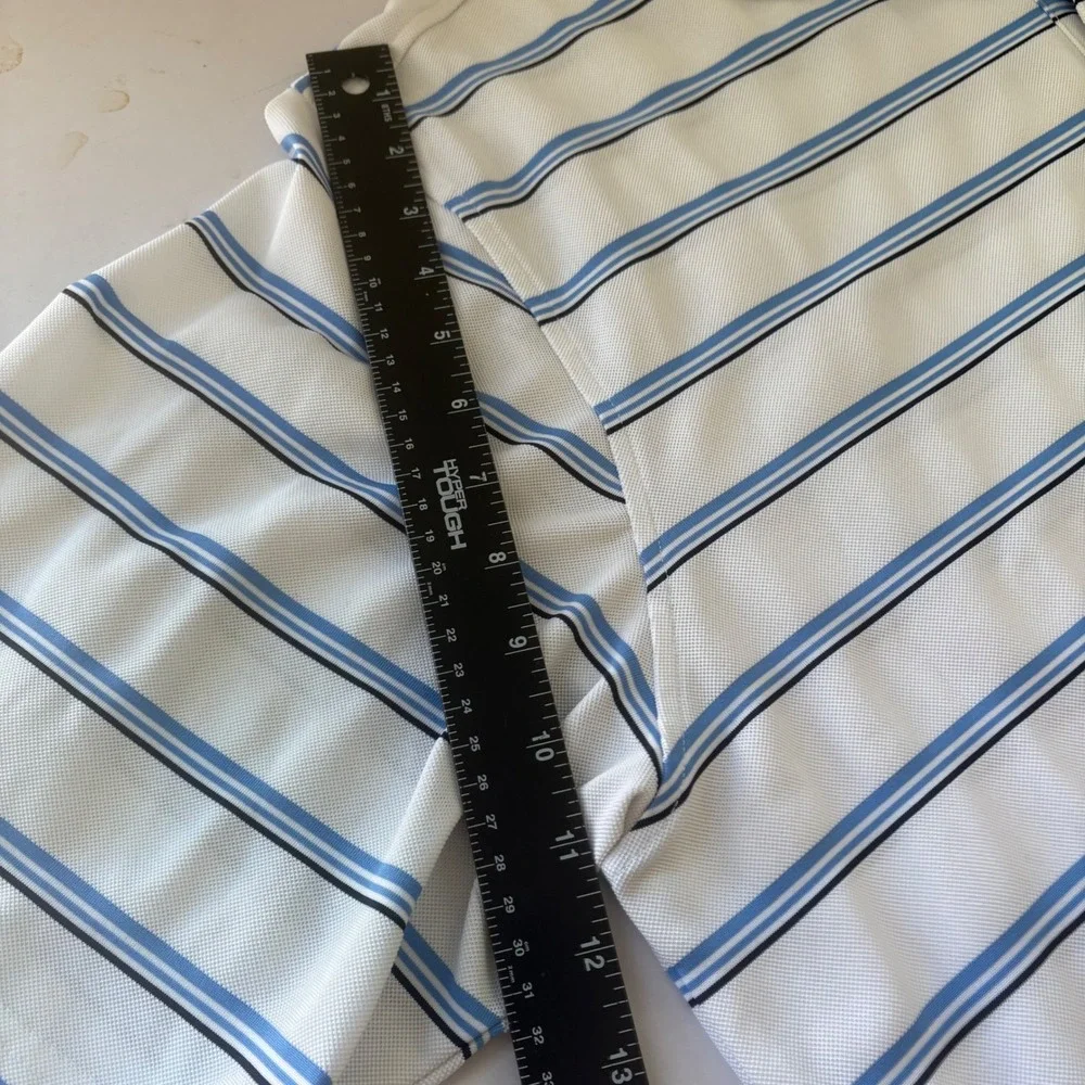 Nicklaus‎ Performance Golf Polo Shirt Men's XL Striped White Blue